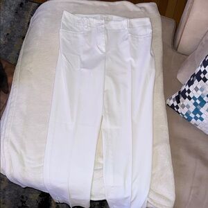 Talbots Cream Pants with Tan Waistband Trim